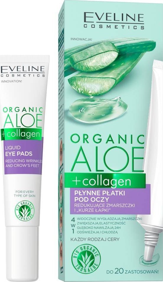 Eveline EVELINE_Organic Aloe+Collagen płynne płatki pod oczy redukujące zmarszczki i kurze łapki 20ml