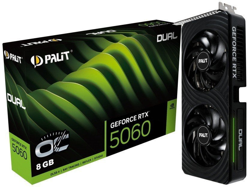 Karta graficzna Palit GeForce RTX 5060 Dual OC 8GB GDDR7 DLSS4 (NE75060S19P1-GB2063D)