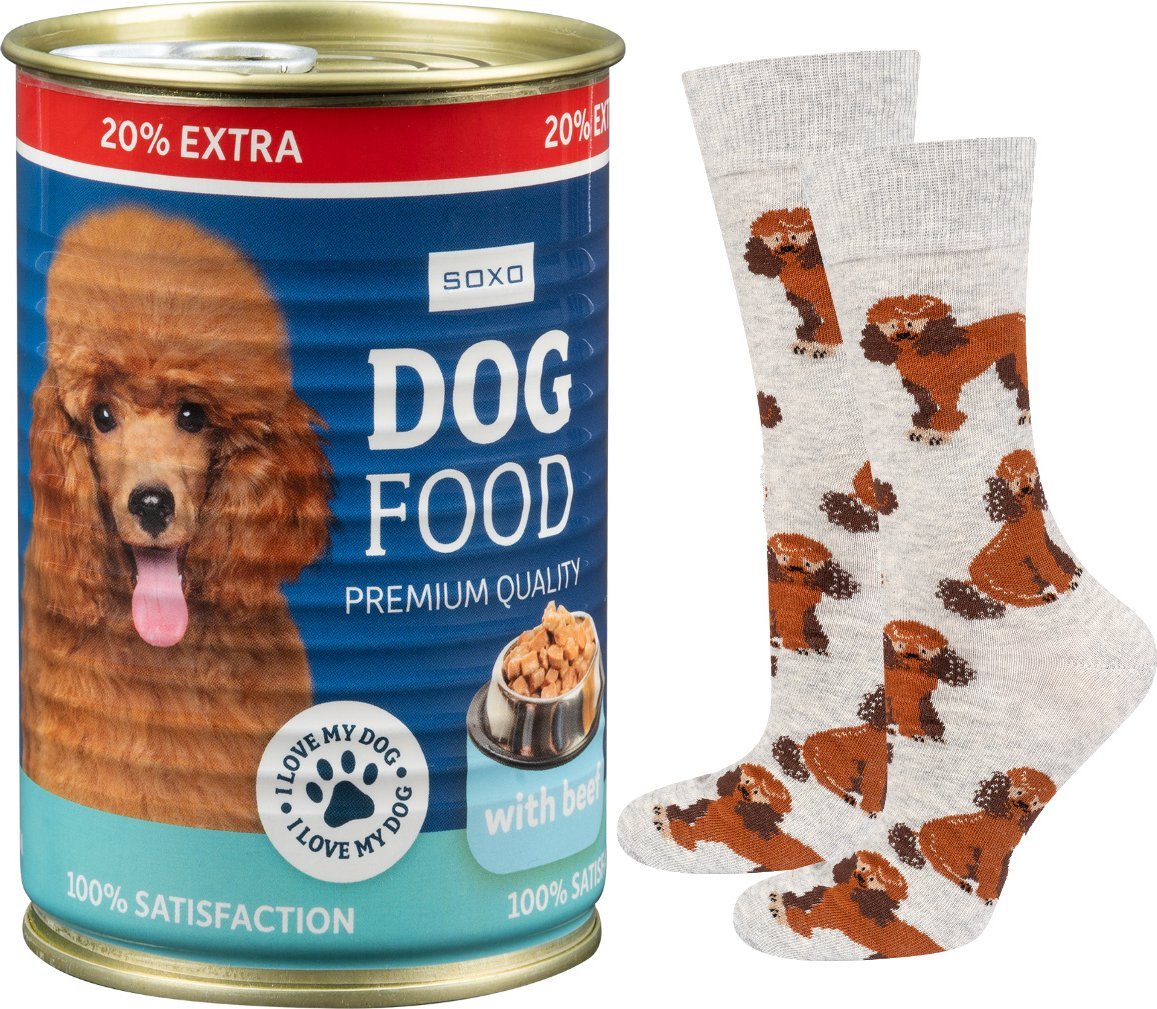 Soxo Kolorowe Męskie | Damskie Skarpetki SOXO pudel w puszce 4045