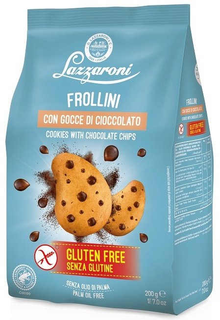 Lazzaroni Ciastka bezglutenowe Frollini Bezglutenowe Czekoladowe krople 200g -