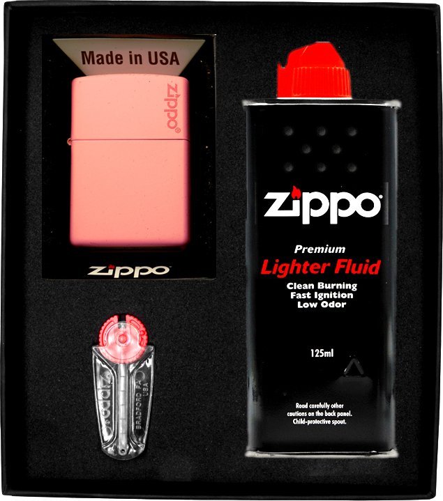 Zestaw ZIPPO Zapalniczka PINK MATTE LOGO Prezentowy No1