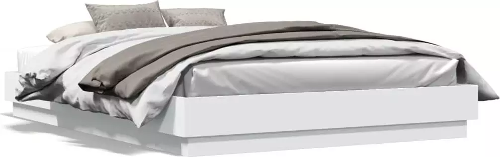 vidaXL vidaXL Rama łóżka z oświetleniem LED, biała, 160x200 cm