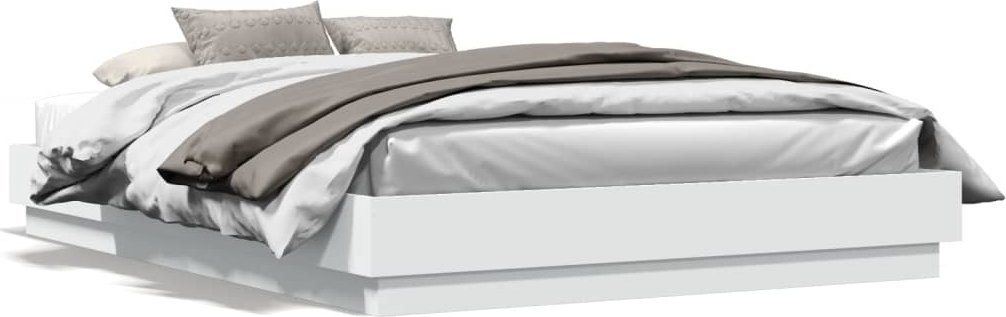 vidaXL vidaXL Rama łóżka z oświetleniem LED, biała, 160x200 cm