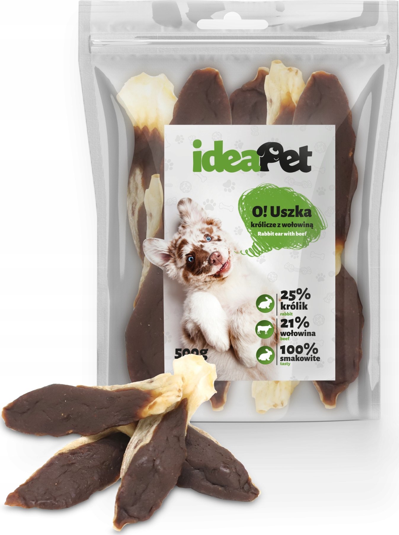 IdeaPet IDEAPET 500g USZKA KRÓLICZE Z WOŁOWINĄ