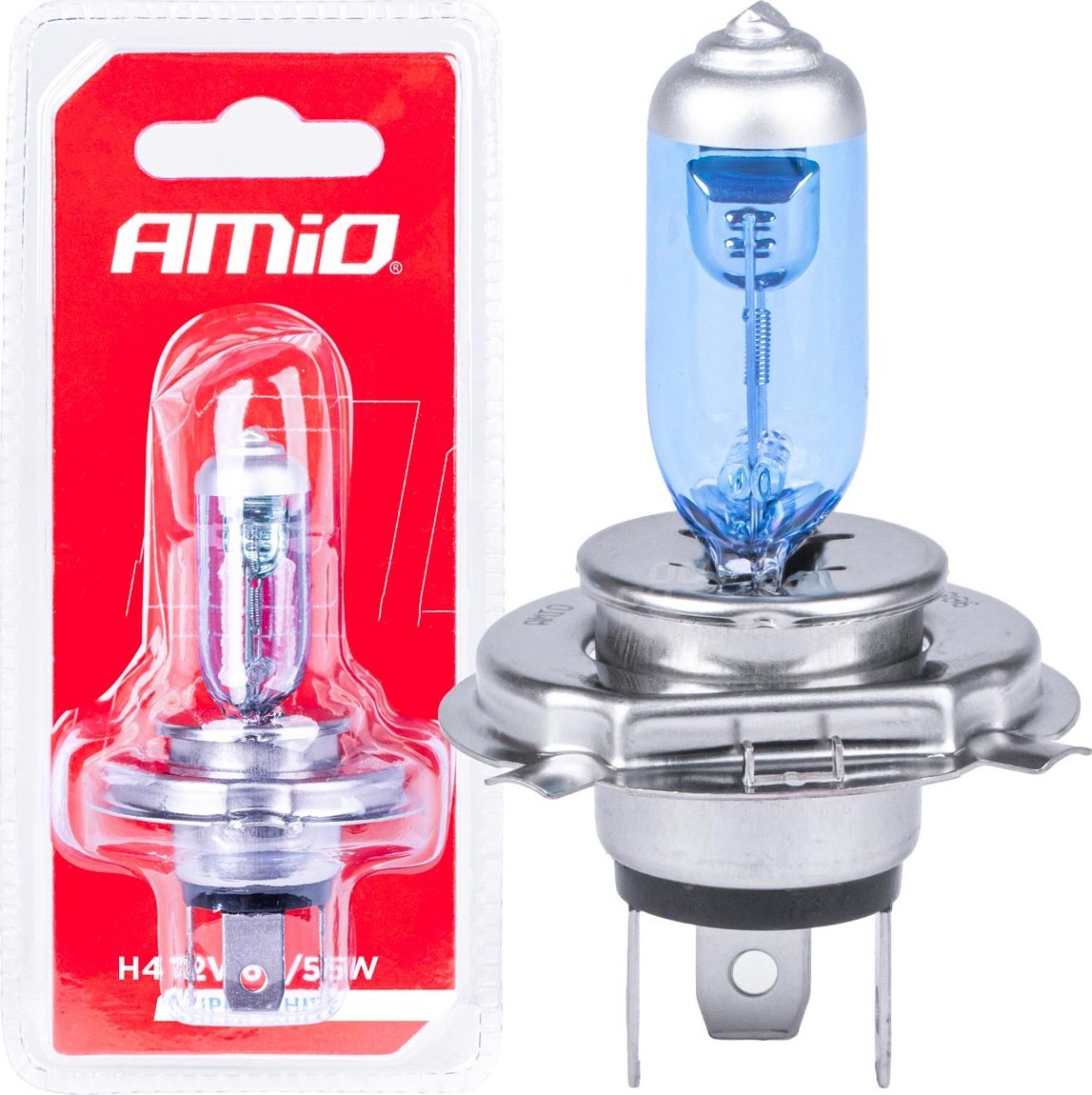 AMiO Żarówka halogenowa h4 12v 60/55w super white 1szt. blister amio-03362
