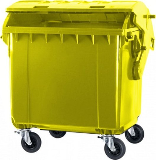 ARS Pojemnik do segregacji odpadów na kółkach, półokrągła pokrywa pojemność 1100 l (kolor żółty)