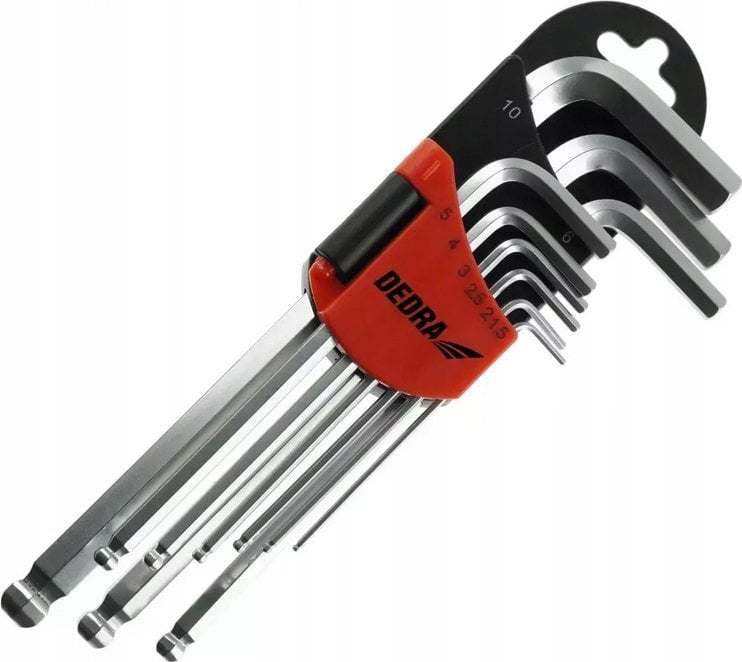 Dedra Klucze sześciokątne kulka długie 1.5-10mm zestaw 9szt, CRV