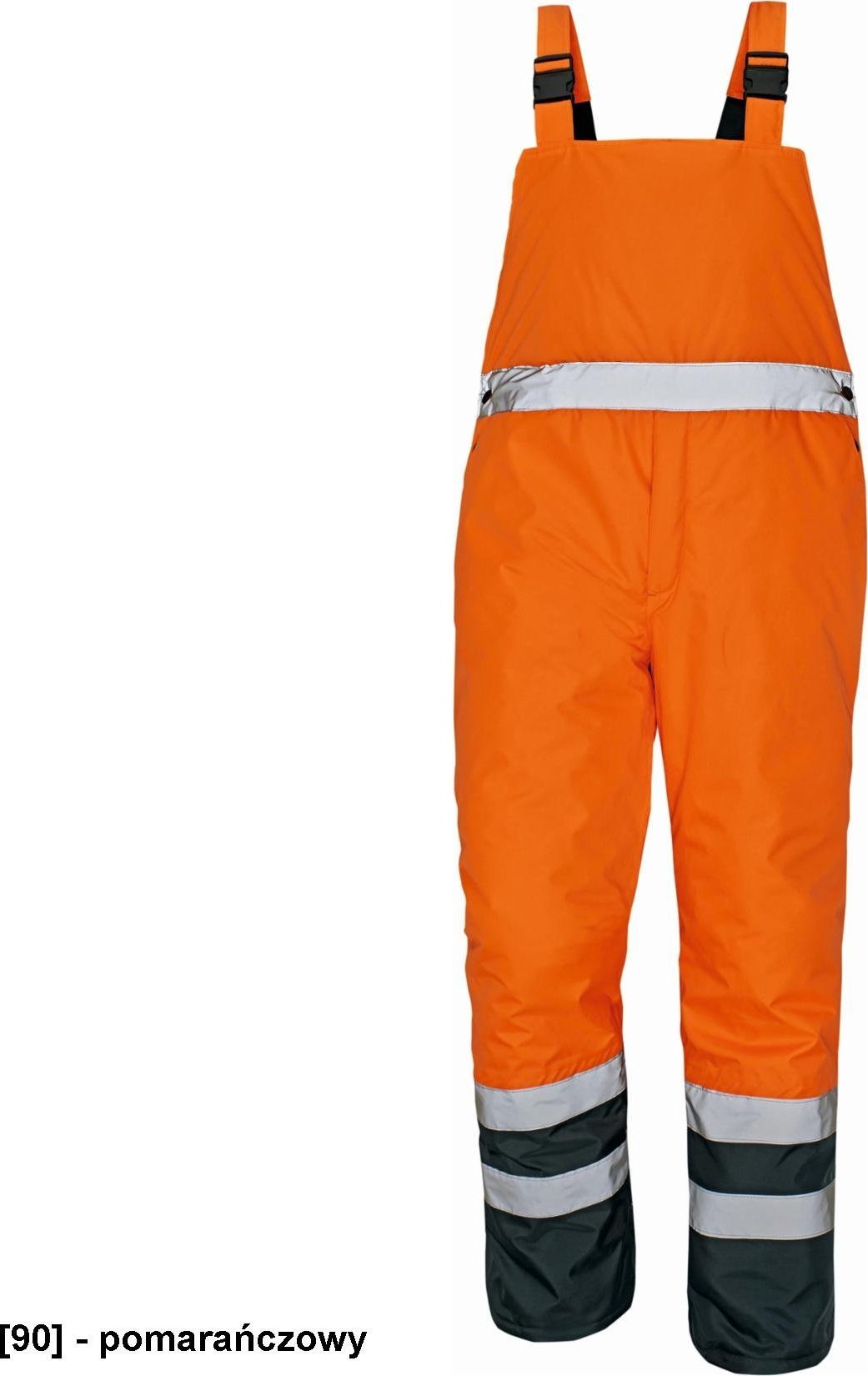 CERVA PADSTOW - ocieplane spodnie ochronne ogrodniczki, wodoodporne, 100% Oxford polyester/PU - pomarańczowy S