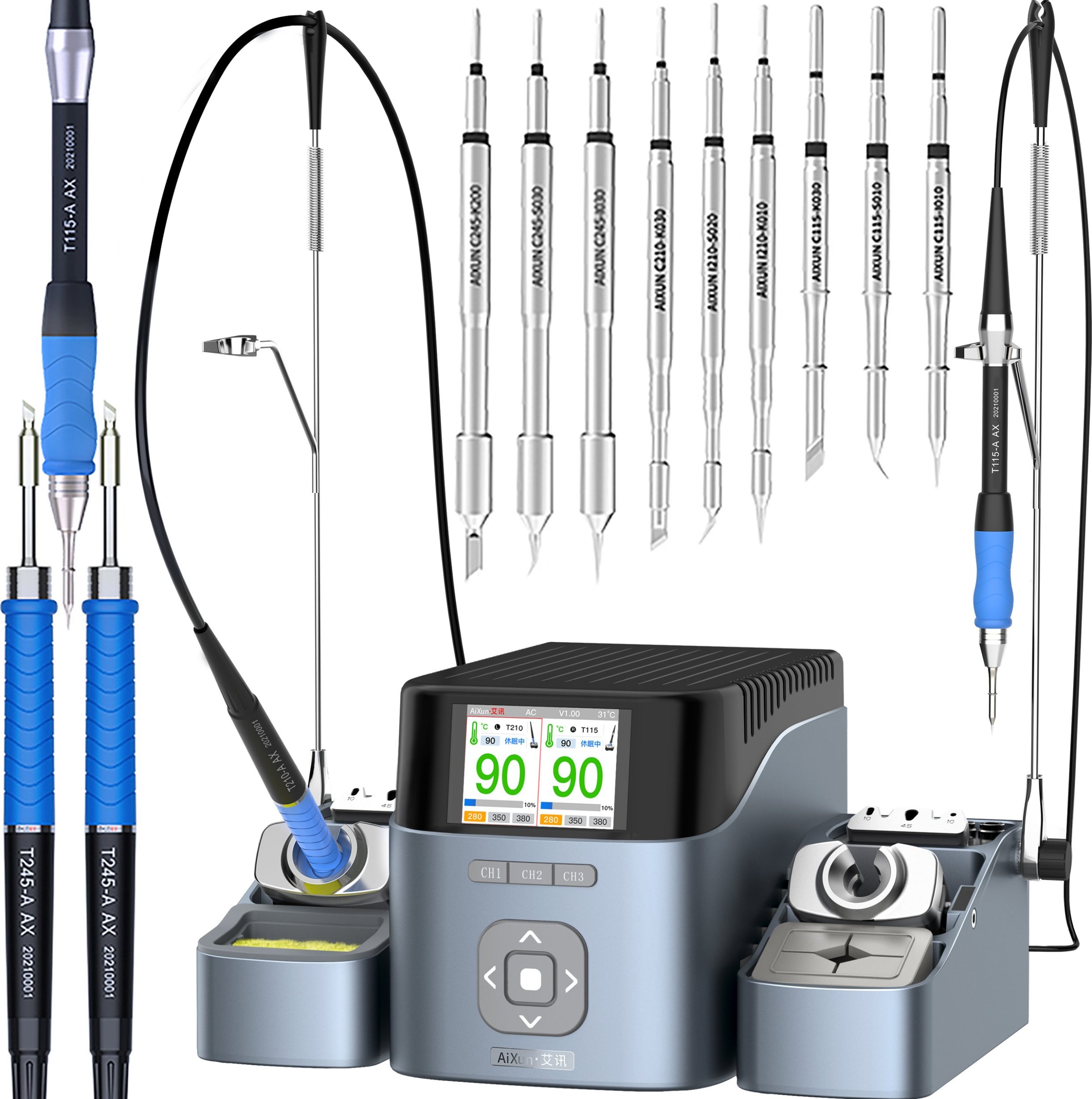 Precyzyjna Stacja Lutownicza Aixun T420D 3 Kolby 9 Grotów C210 C115 C245