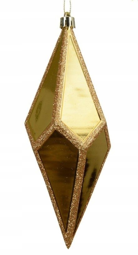 Zawieszka choinkowa 11 cm złoty diament nietłukąca błyszcząca z brokatem 1 szt.