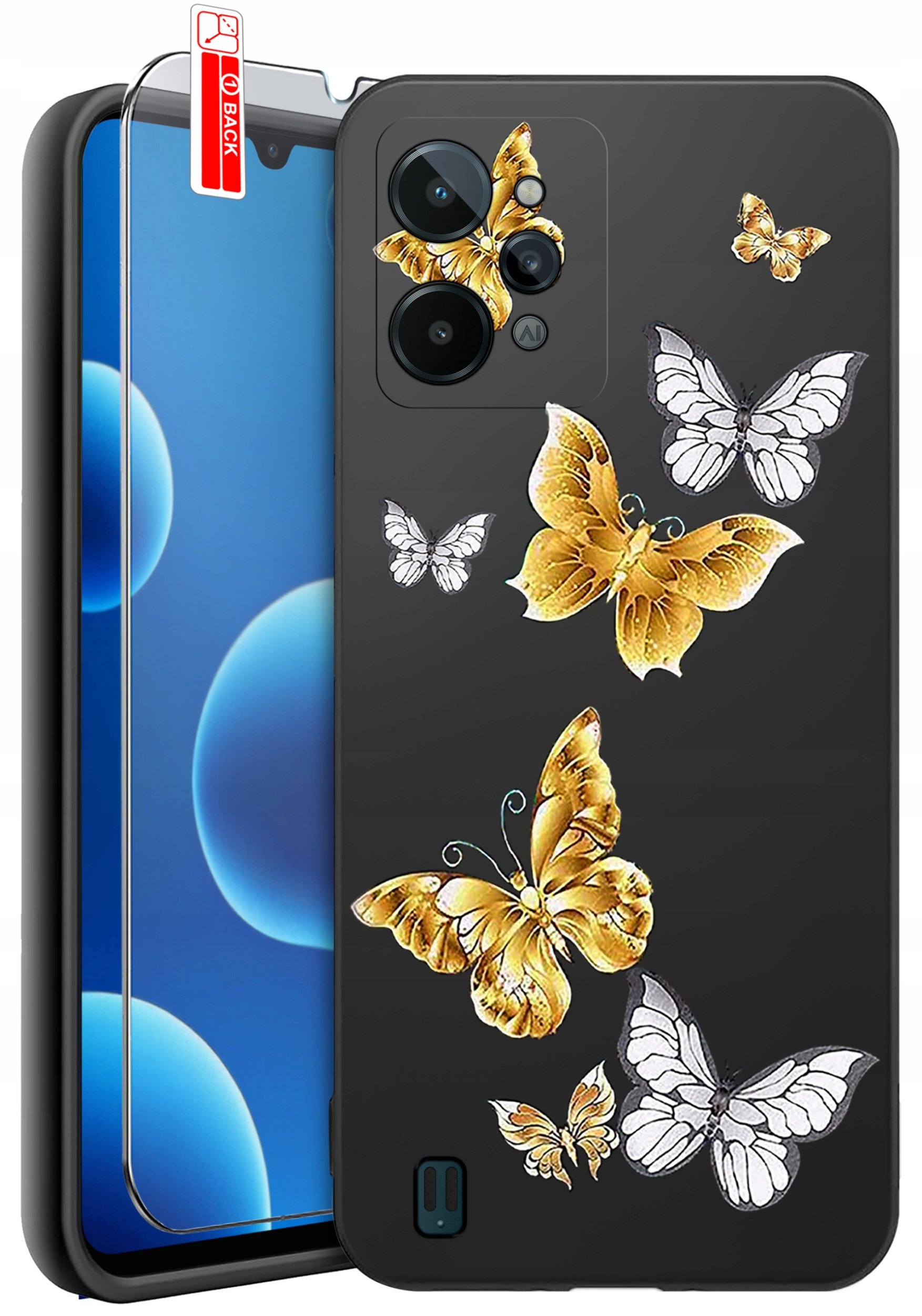 ETUI do Realme C31| WZORY | SILIKONOWE MATT CASE + SZKŁO 9H