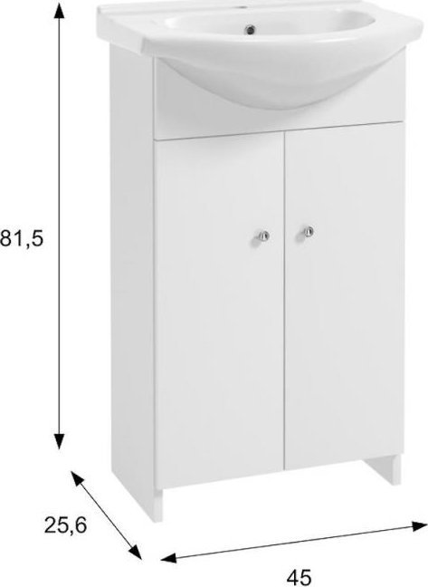 Szafka z umywalką 50 biała bateria obrotowa syfon