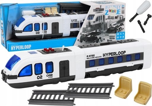 LeanToys Pociąg Pasażerski Tory Do Skręcania Majsterkowania DIY Dźwięki Światła