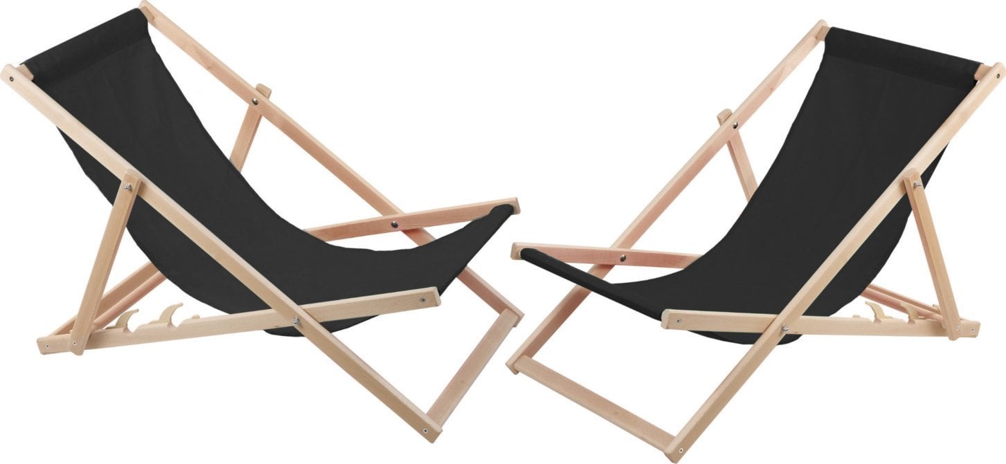 Kiti Zestaw dwóch leżaków czarnych Woodok do samodzielnego montażu