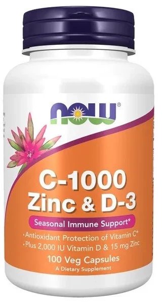 Now Foods - C-1000 z Cynkiem & D-3 , 100 vkaps