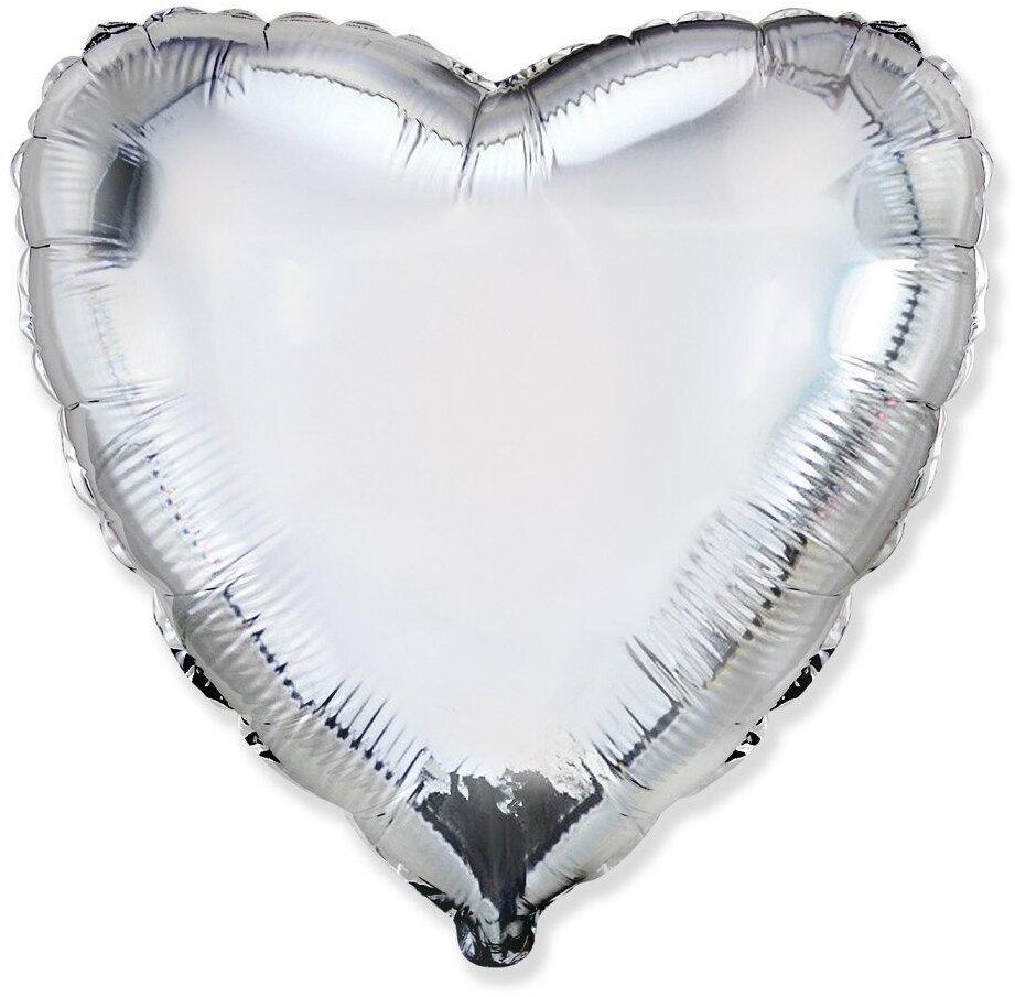 Balon foliowy 46cm Serce srebrne