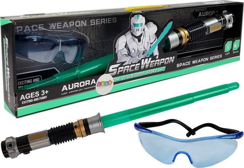 Lean Sport Zabawki Kosmiczne Miecz Świetlny Turkusowy Okulary Ochronne Dźwięk