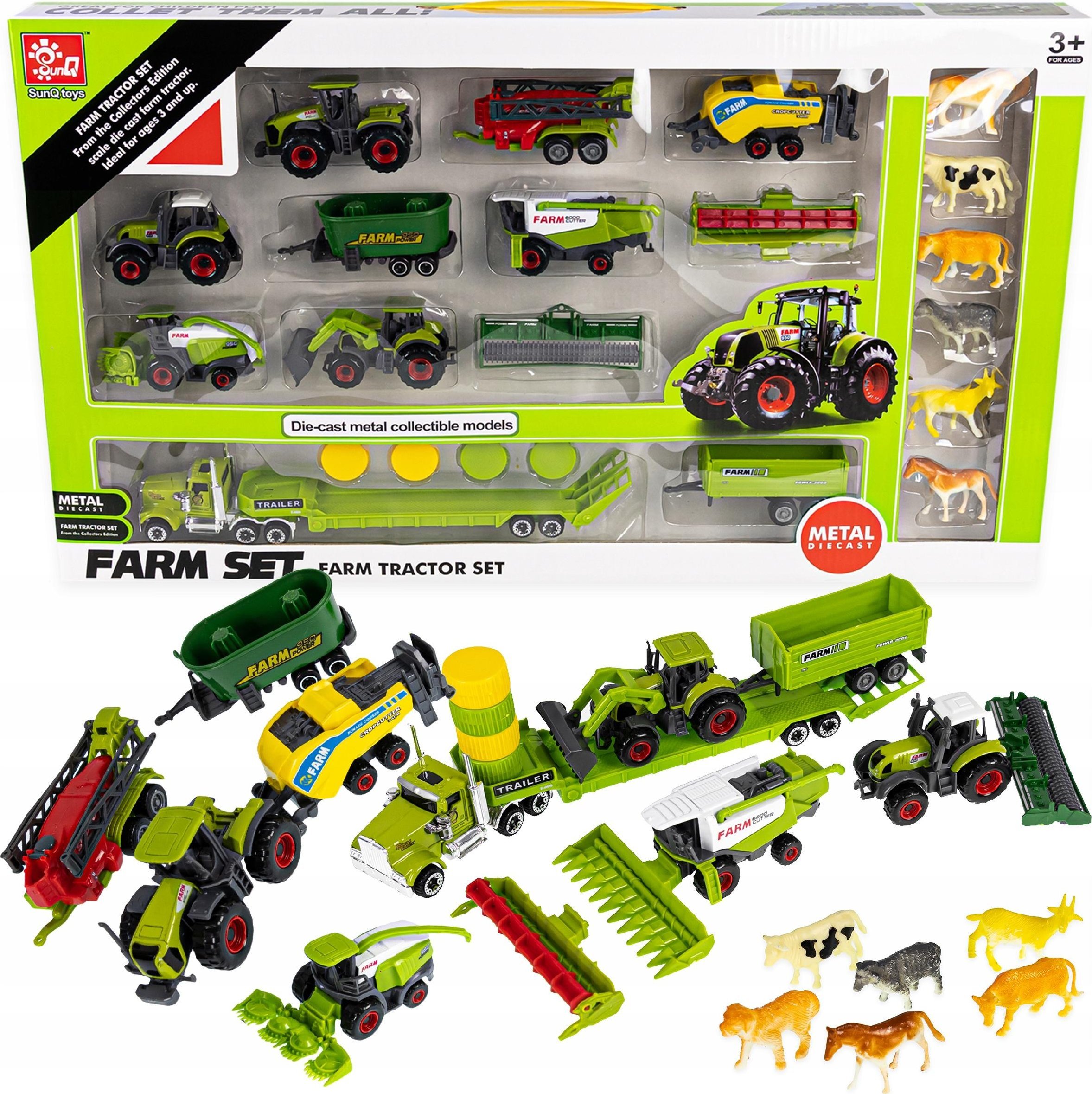 AIG Duży Zestaw Pojazdów Rolniczych Traktor Ciągnik