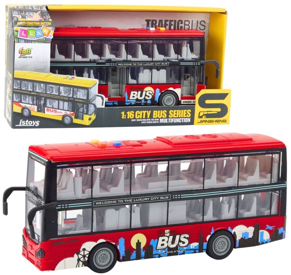 Autobus Miejski Piętrowy 1:16 Napęd Światła Dźwięki Czerwony