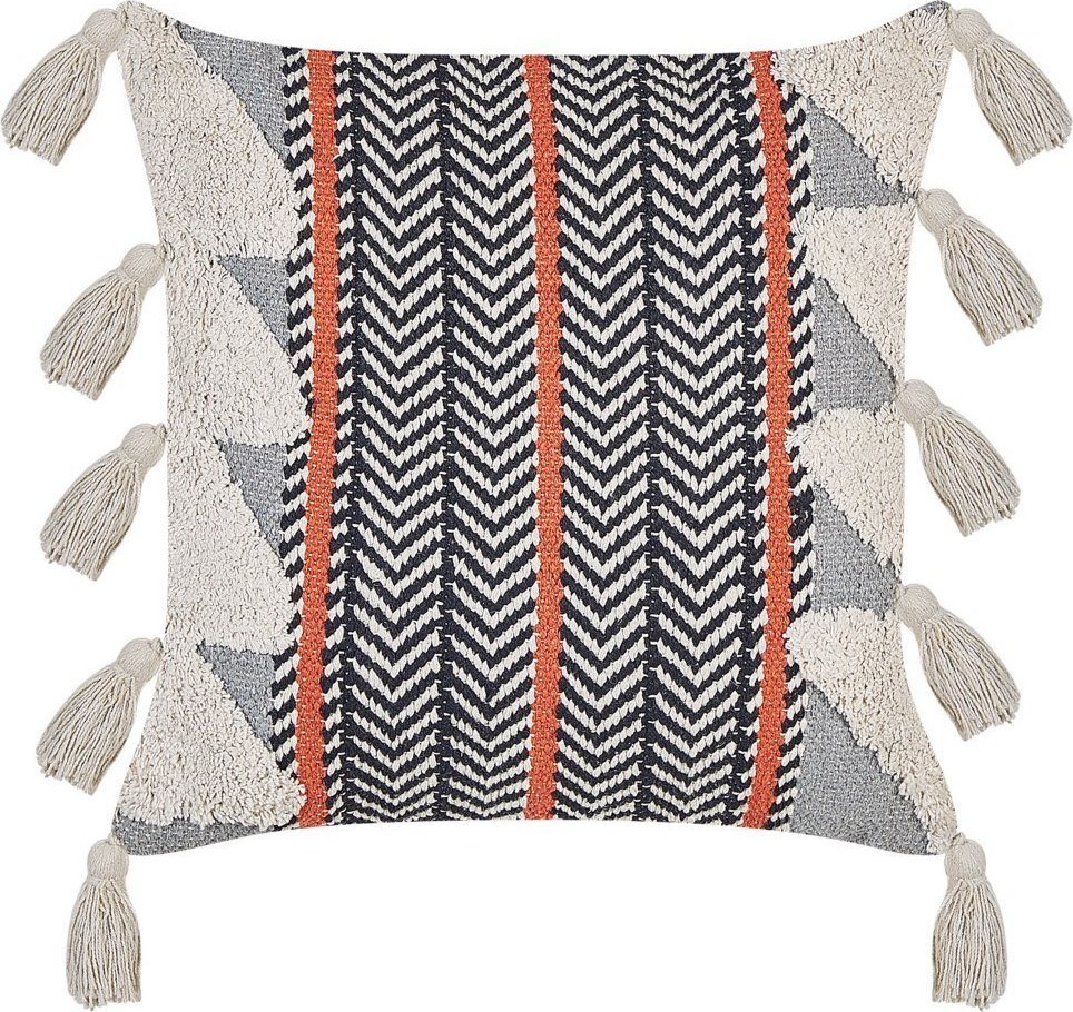 Beliani Bawełniana poduszka dekoracyjna wzór w jodełkę 45 x 45 cm wielokolorowa BOUVARDIA