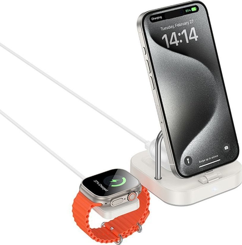 HOCO ładowarka indukcyjna 3w1 kompatybilna z Apple Watch 3A 5W CQ16A biała