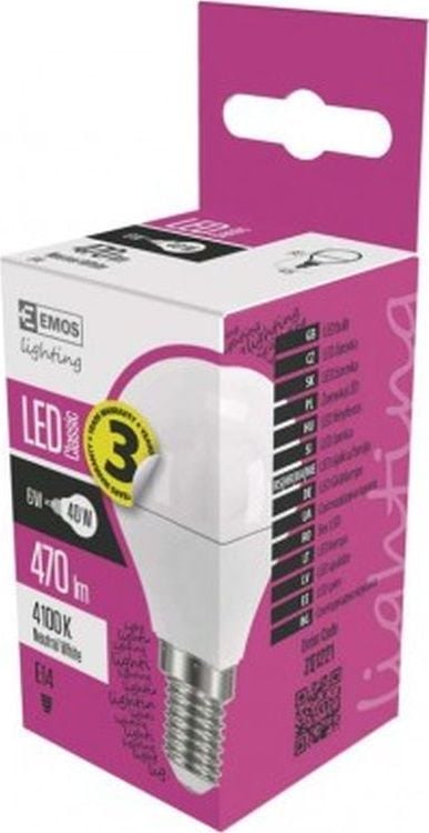 Emos Żarówka LED 6W E14 470lm 4100K BLOBE CLASSIC ZQ1221