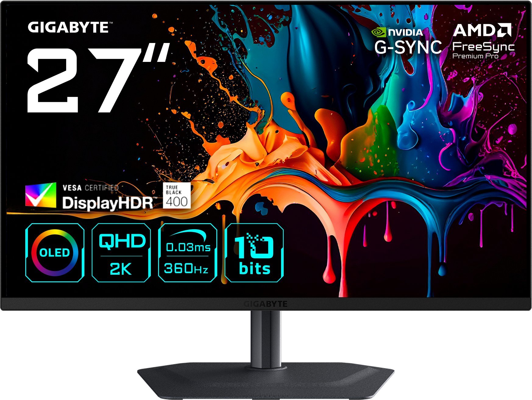 Monitor Gigabyte LCD - 27" Gaming monitor MO27Q3, OLED, 2560x1440 QHD, 240Hz, 1.5M:1, 250cd/m2, 0.03ms, 2xHDMI, 1xDP