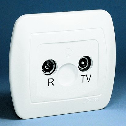 Kontakt-Simon Gniazdo antenowe AKORD RTV przelotowe 10dB białe - AA10/11