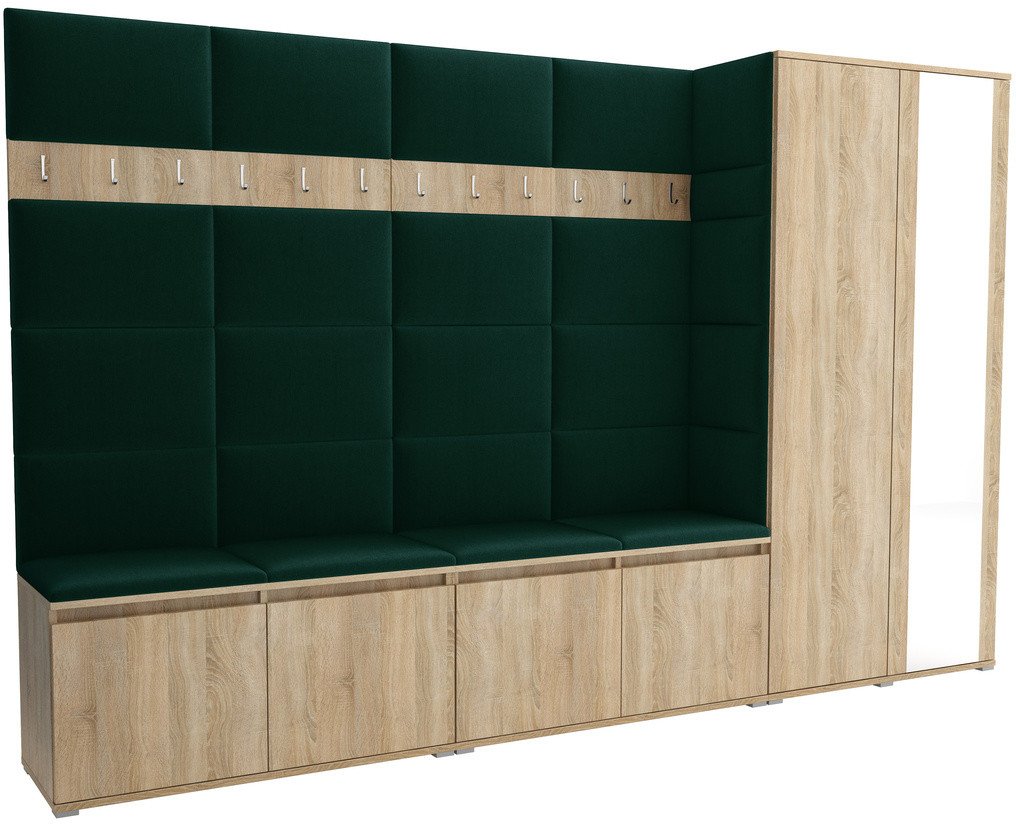 Tapicerowana garderoba Noris V z lustrem - kolor sonoma + tkanina Trinity 28