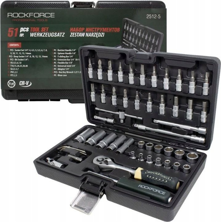 Rockforce ROCKFORCE ZESTAW KLUCZY 1/4" 51el.