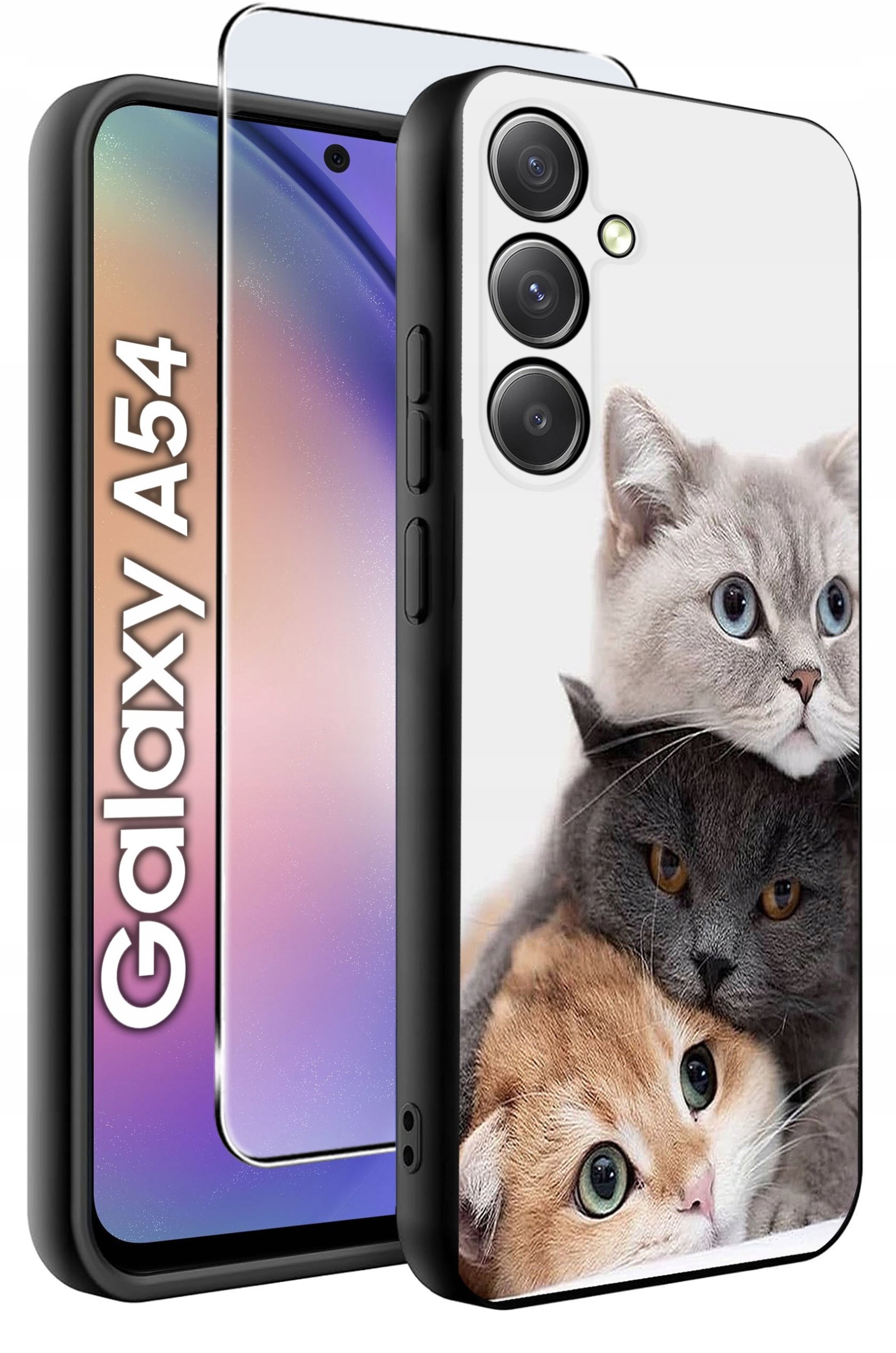 ETUI do Samsung A54 5G WZORY | SILIKONOWE MATT CASE + SZKŁO 9H