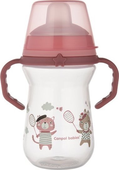 Canpol CANPOL Kubek z silikonowym ustnikiem FirstCup 250ml BONJOUR różowy