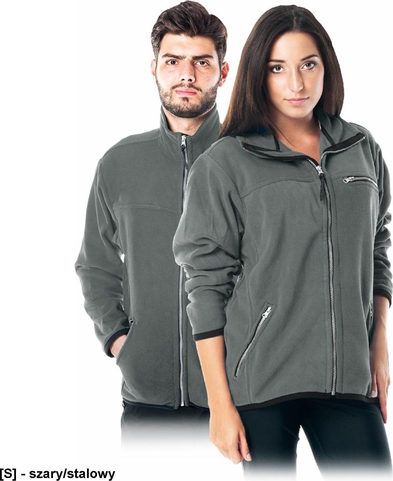 R.E.I.S. POLAR-HONEY - bluza, miły w dotyku krótko strzyżony polar, 100% poliester 290 g/m2, suwak, 3 zasuwane kieszenie - szary/stalowy 2XS