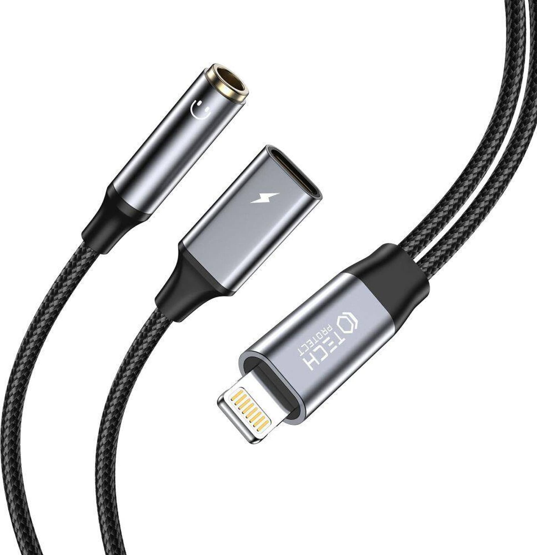 Adapter AV Tech-Protect Kabel Tech-Protect UltraBoost Lightning (męski) / mini jack 3.5mm (żeński) - Lightning (żeński) - czarny