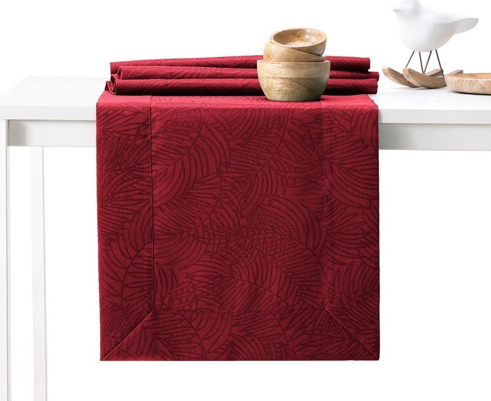 AmeliaHome AmeliaHome Bieżnik plamoodporny mankiet GAIA 40X140 bordowy