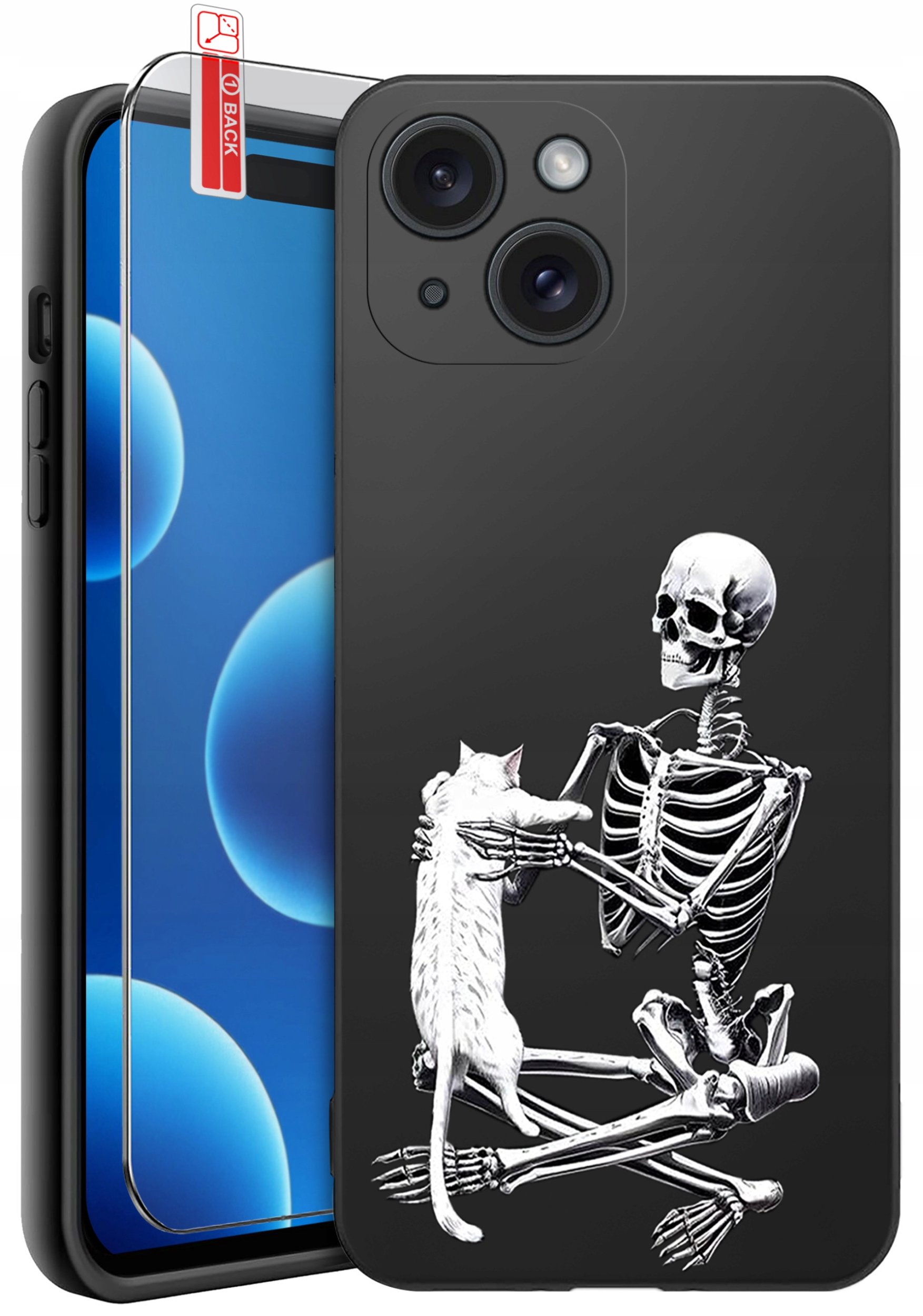 ETUI do iPhone 15 | WZORY | SILIKONOWE MATT CASE + SZKŁO 9H