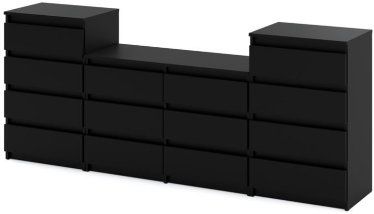 Komoda 14 Szuflad 220cm Loft Stolik Szafka Rtv Salon Sypialnia Czarny Mat