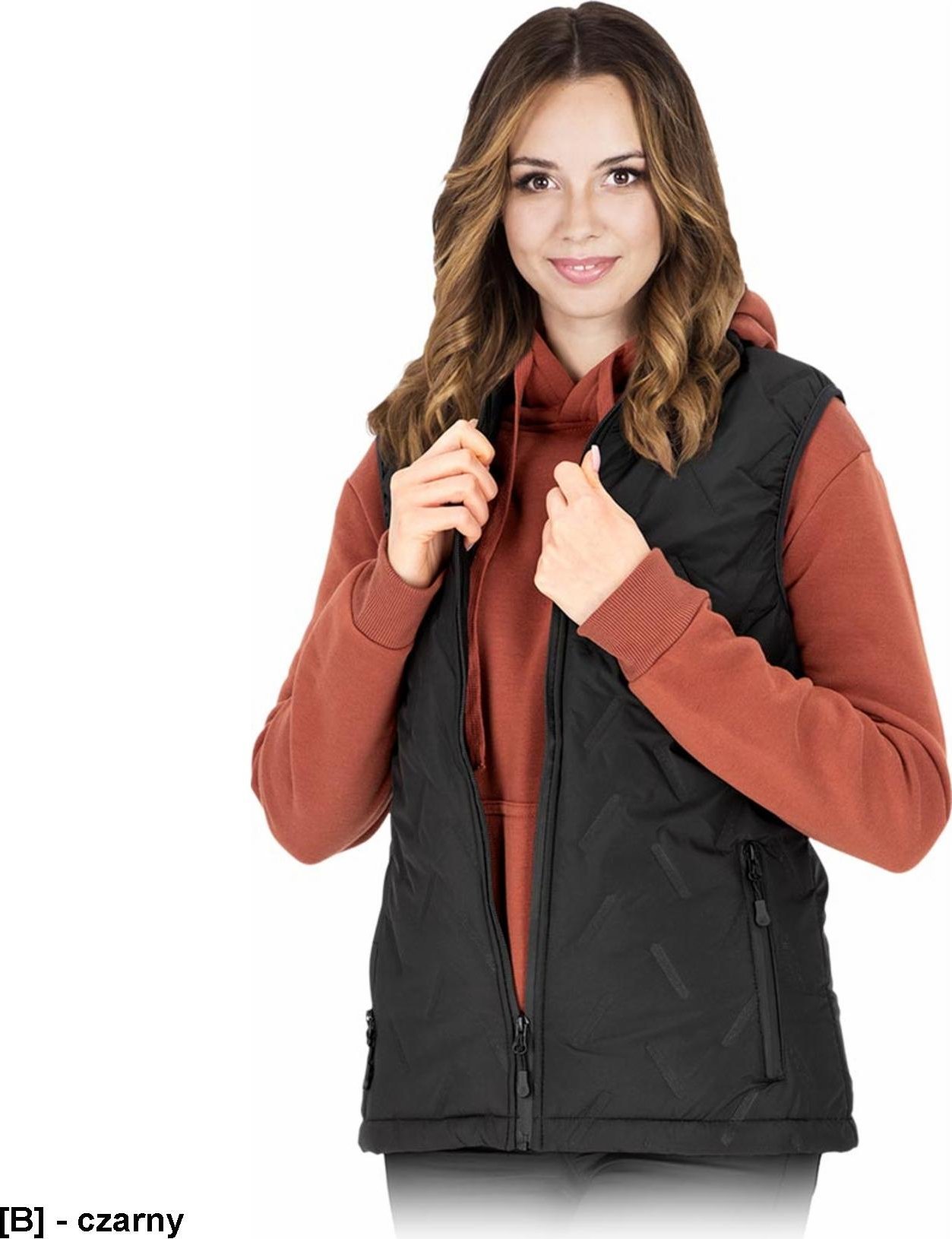 R.E.I.S. ISLA-V - Pikowany bezrękawnik ochronny ocieplany damski 2 kieszenie stójka zamek błyskawiczny 100% poliester 83 g/m2 M