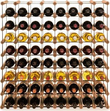 Wamar-Sosenka Regał na wino Stojak na 64 Butelki Szklane/ PET RW-8/ 8x8 Brązowy Metal + Drewno RW-8-8x8-64_O_BR