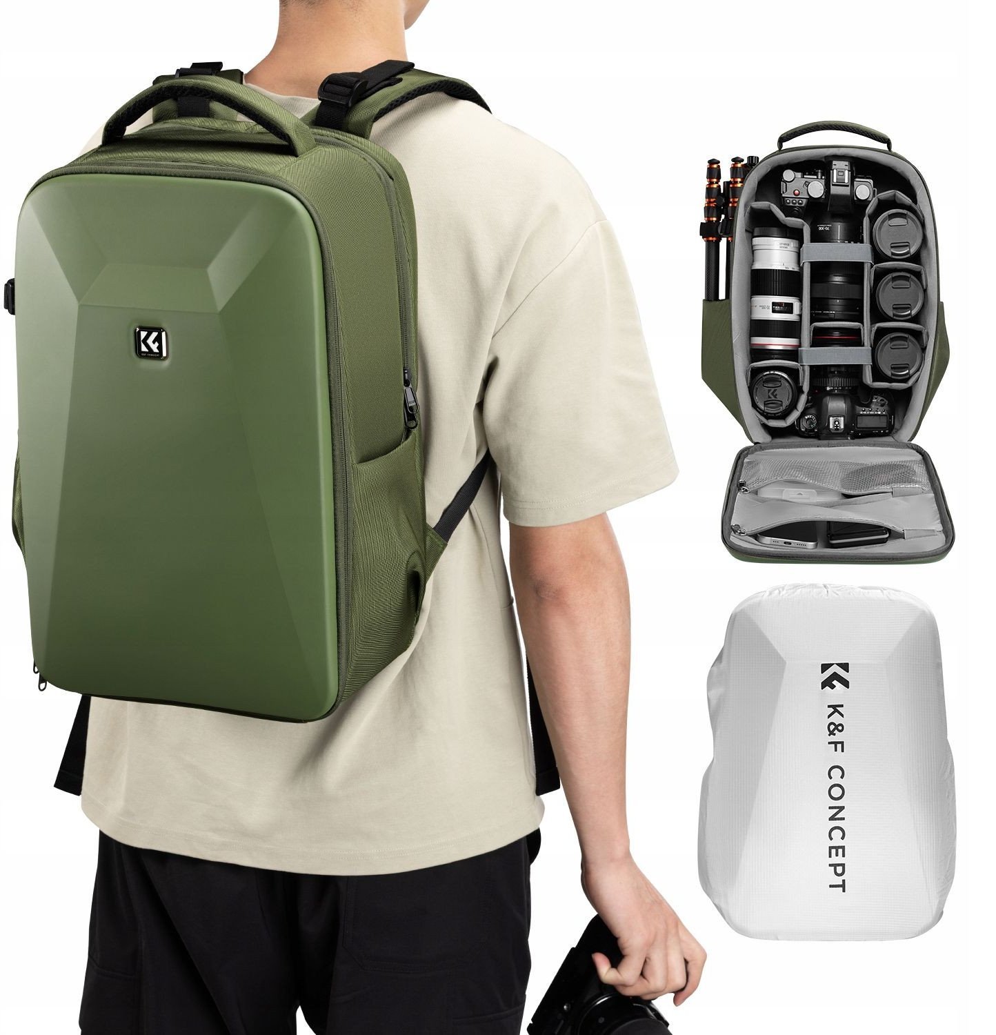 Plecak Fotograficzny Foto Na Aparat Lustrzankę Dslr Do Canon Nikon Sony / K&f / Kf13.134v3 Zielony