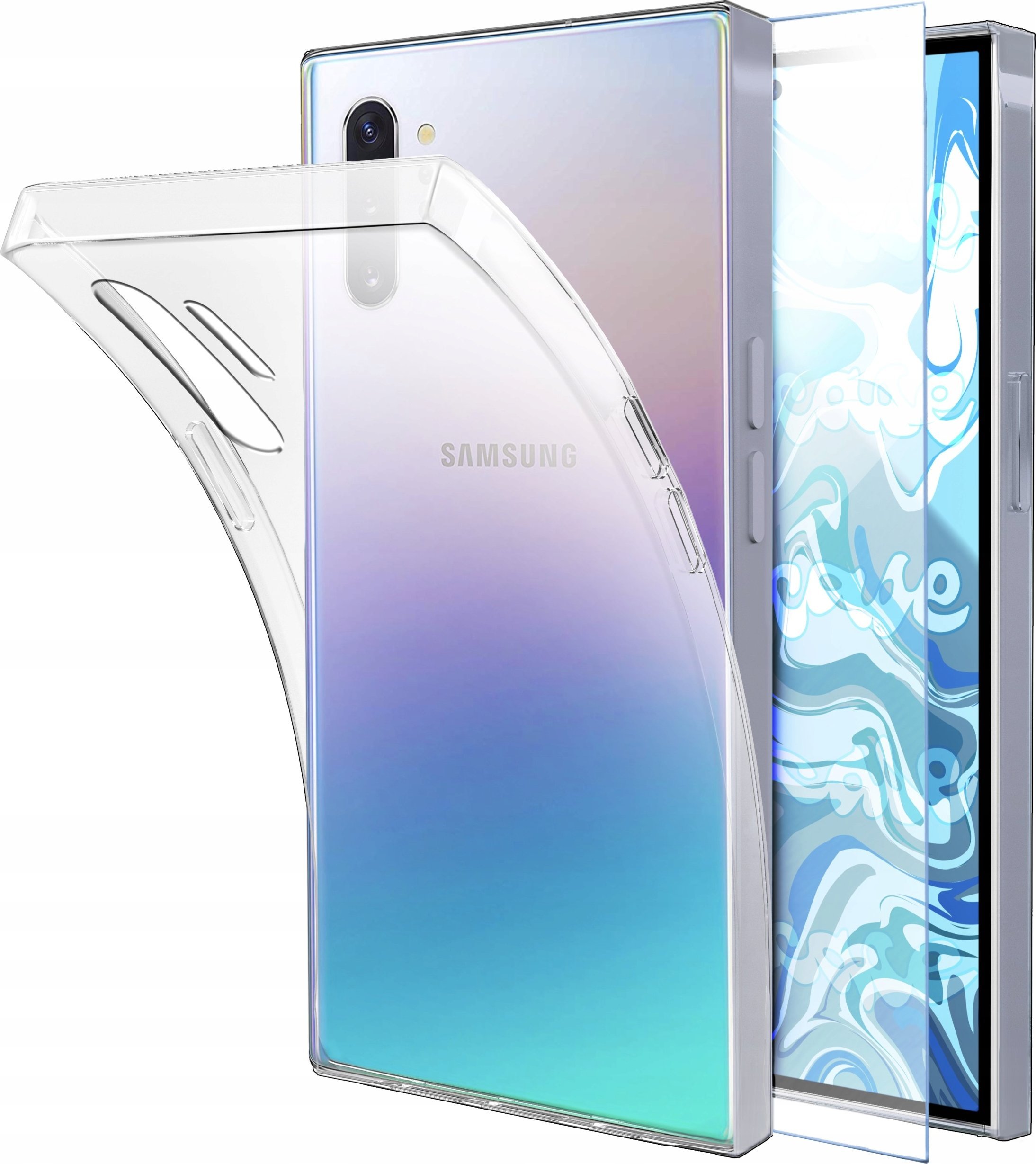 ETUI DO SAMSUNG GALAXY NOTE 10 PLUS GUMOWE OBUDOWA CASE SILIKON SZKŁO 9H