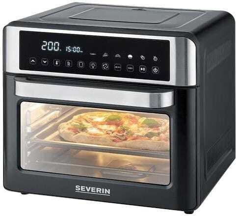 SEVERIN MINI PIEKARNIK Z FUNKCJĄ AIR FRYER, 12 AUTO. PROGRAMÓW, WYŚWIELACZ DOTYKOWY LED, TEMP. 40°C-220°C, 25 L ,2200W TO2077