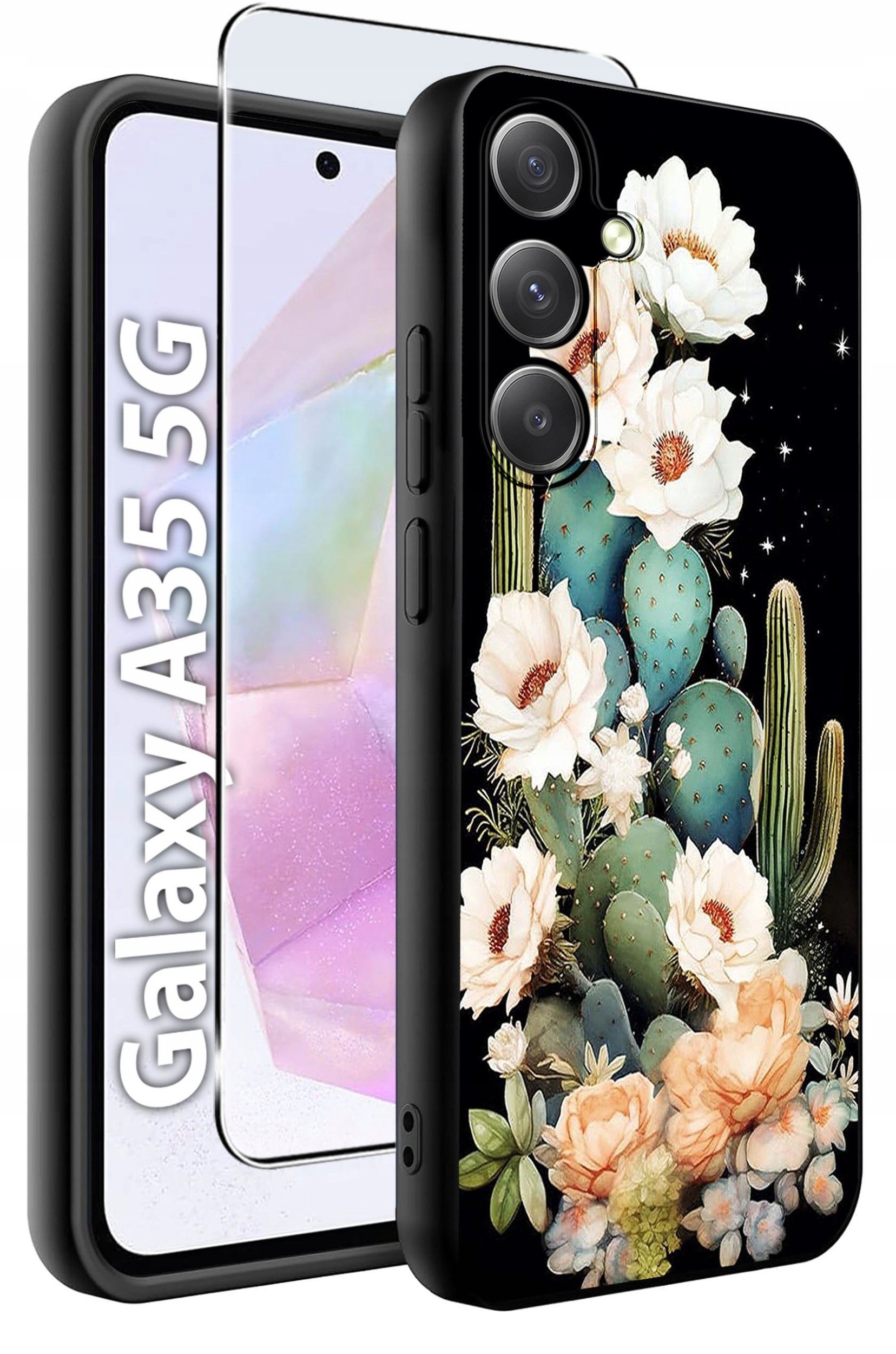 ETUI do Samsung A35 5G WZORY | SILIKONOWE MATT CASE + SZKŁO HARTOWANE 9H