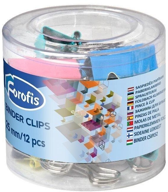 Klipy biurowe 25mm kolorowe pastel 12szt