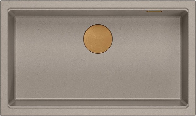 Zlewozmywak GraniteQ LOGAN 110 GraniteQ zlewozmywak soft taupe 76x44x23,5 cm 1-komorowy podwieszany z syfonem manualnym miedziany