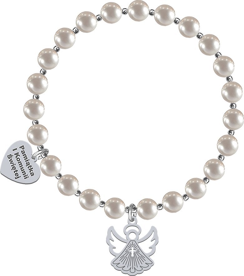 Radziszewska Jewellery I KOMUNIA ŚWIĘTA Bransoletka z Aniołkiem serce srebro GRAWER GRATIS