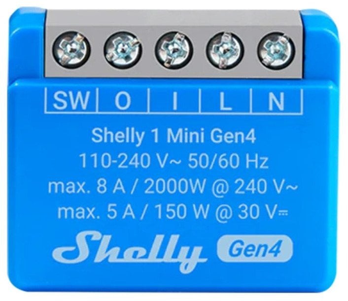 Shelly Relais "1 Mini Gen4" WLAN BT max. 8A 1 Kanal WLAN Matter Zigbee Bluetooth Unterputz