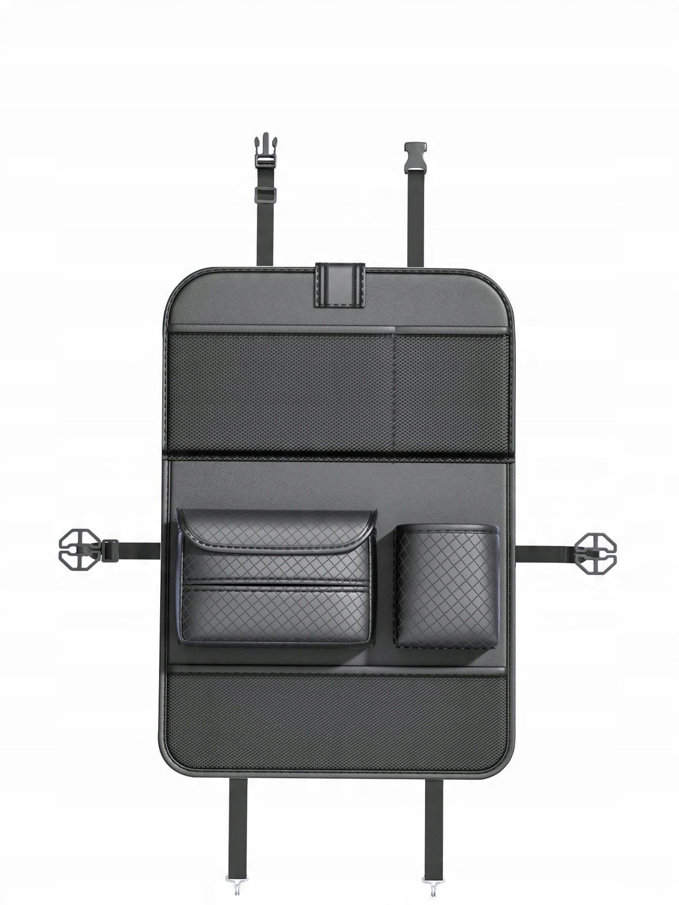 Organizer samochodowy na fotele przednie składany z przegródkami D03-B czarny