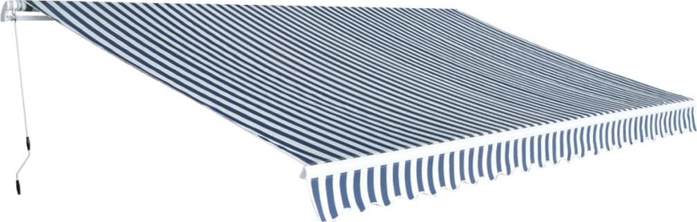 vidaXL Markiza zwijana ręcznie, 500 cm, niebiesko-biała