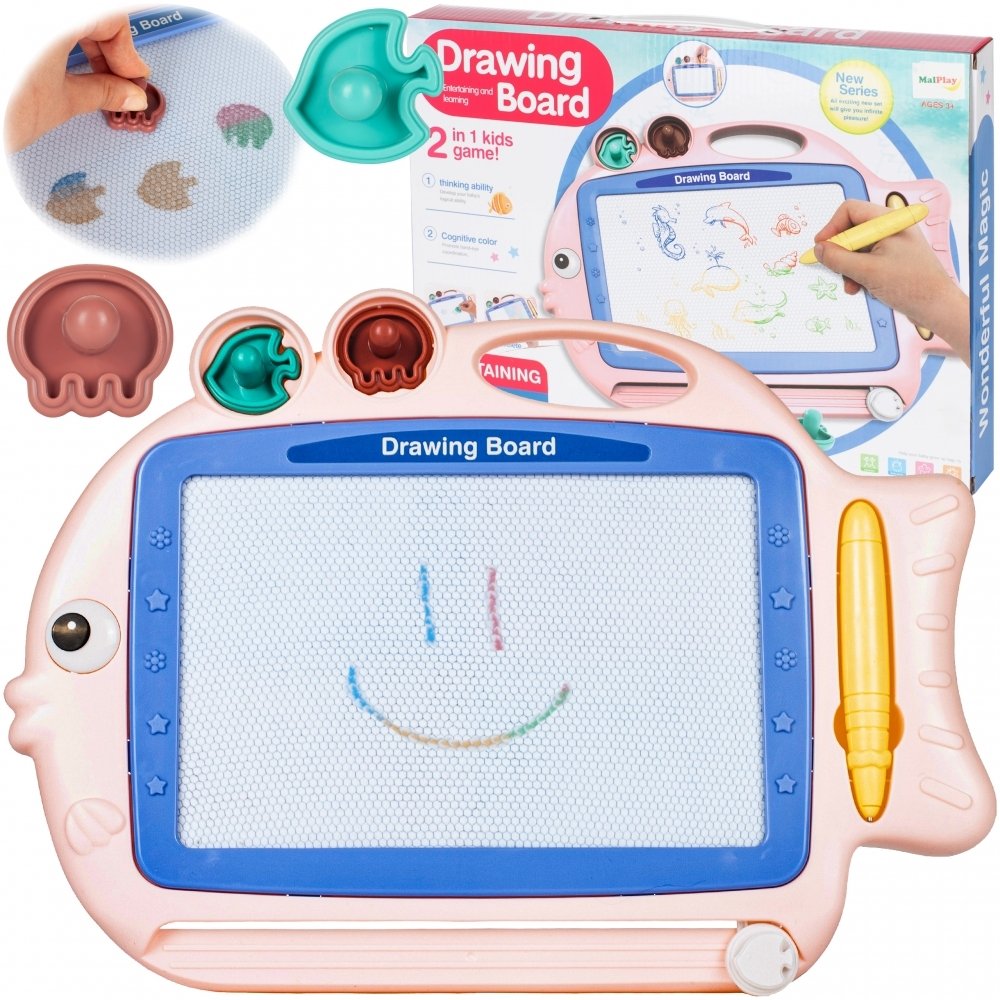 Znikopis Różowa Rybka ze Stempelkami - Tablica Magnetyczna